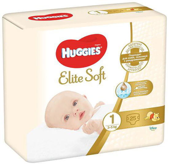 Подгузники детские Хаггис Элит Софт (Huggies Elite Soft) размер 1 (3-5 кг) №25